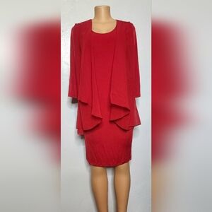 Slinky Brand Sz SM Long Sleeve With Sheer Vest Overlay Dress NWT